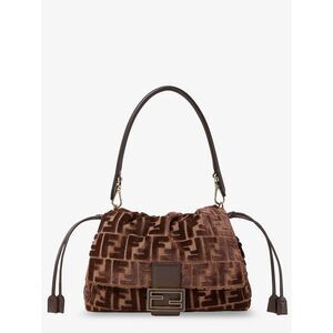 Fendi Women Mamma Baguette Medium Ff Velvet Jacquard Crossbody Bag
